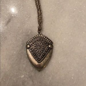 Brushed Silver Boho Medallion Necklace